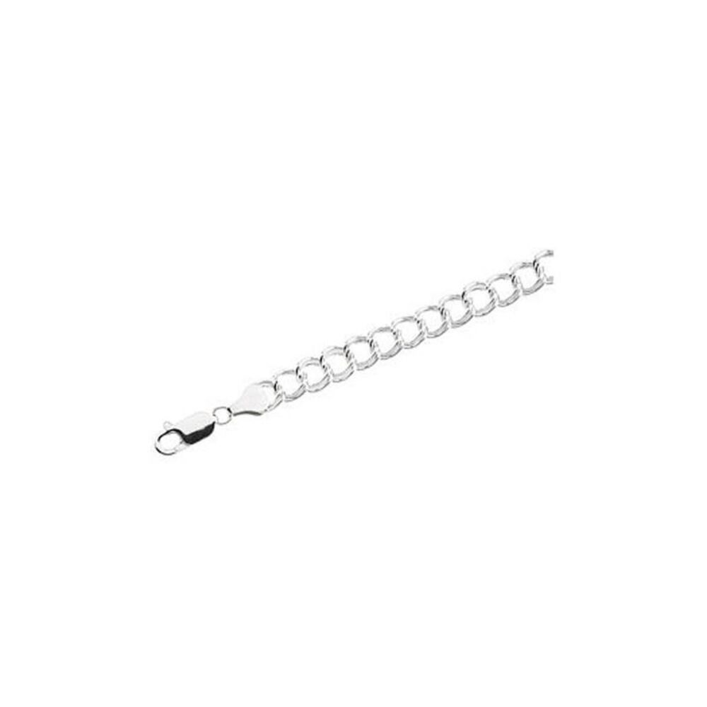Sterling Silver 7mm Double Curb Chain Charm Bracelet, 8 Inch